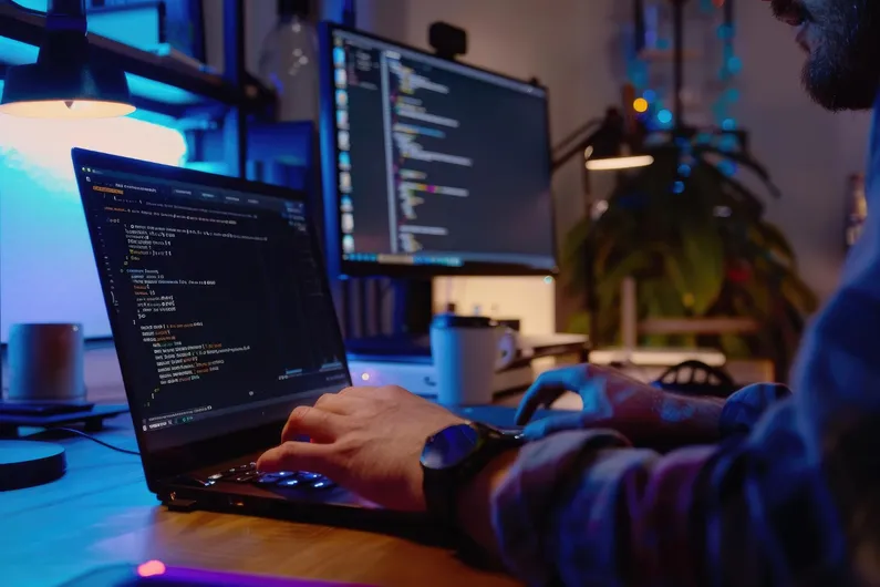 Developer coding a website
