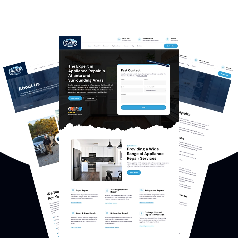 Atlanta Appliance Services website redesign by Flat6 Solutions