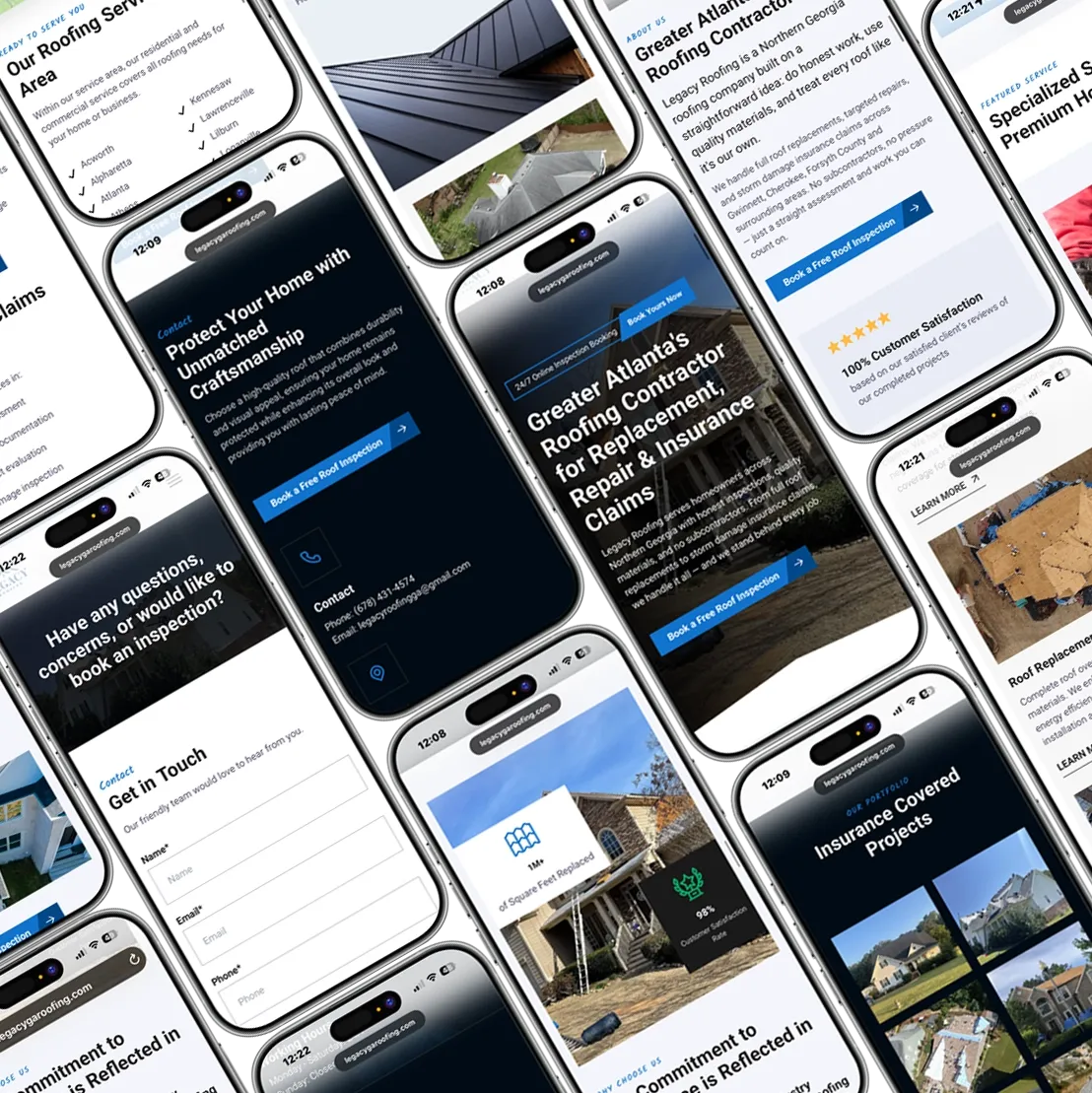 custom website design example for a roofing contractor